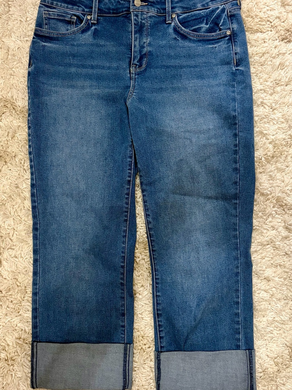 NYDJ Indigo Blue Cropped Cuffed Jeans Marilyn Style Not Your Daughter’s Jeans